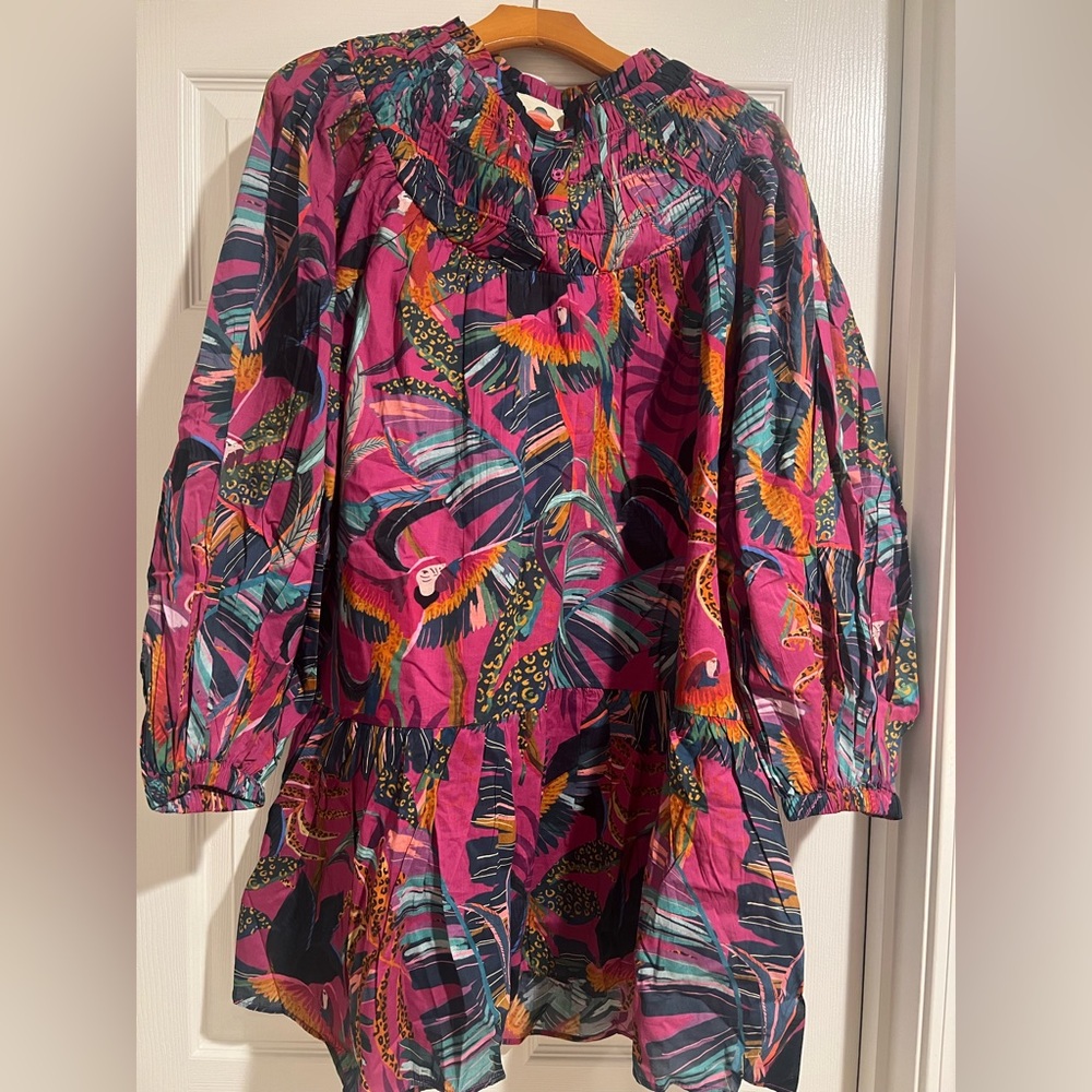 FARM Rio Pink and Green Tropical Mini Dress